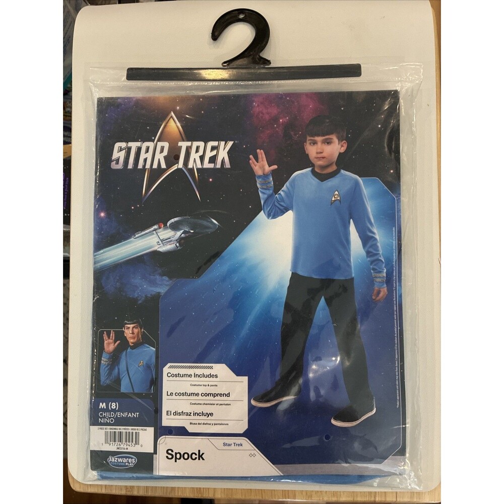 Star Trek Spock Kids Costume Medium 8 Jazwares Shirt Pants New Sealed
